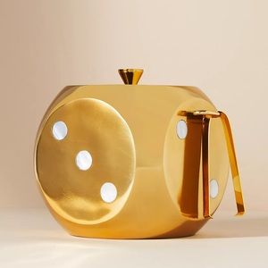 NWT Anthropologie Roll the Dice ice bucket with tongs poker vintage mid century